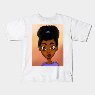 Cute black girl digital art illustration drawing Kids T-Shirt
